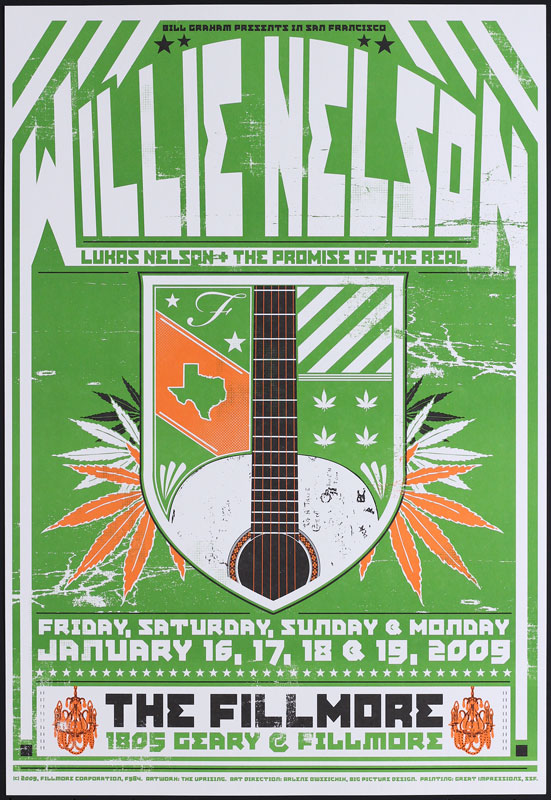Willie Nelson 2009 Fillmore F984g Poster