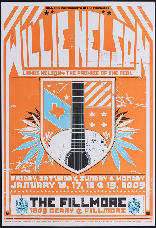 Willie Nelson 2009 Fillmore F984o Poster