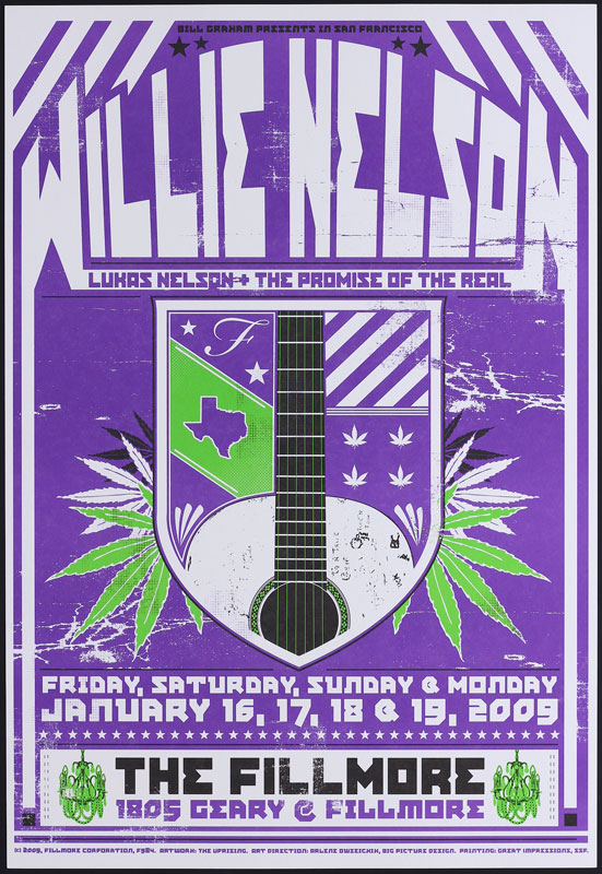 Willie Nelson 2009 Fillmore F984p Poster