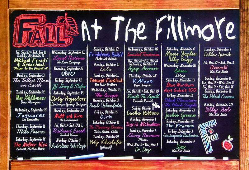 Fillmore Fall 2010 Schedule  Fillmore FFall2010 Poster