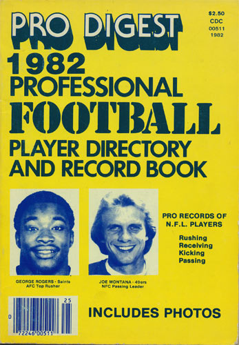 Joe Montana Pro Digest 1982 Football Player Directory and Pro Football Program