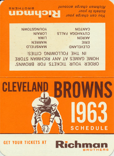 1963 Cleveland Browns Pocket Schedule