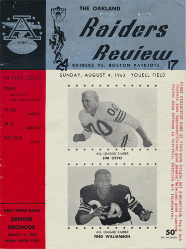 1963 Oakland Raiders vs Boston (New England) Patriots Pro Football Program