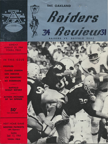 1964 Oakland Raiders vs Bills Pro Football Program