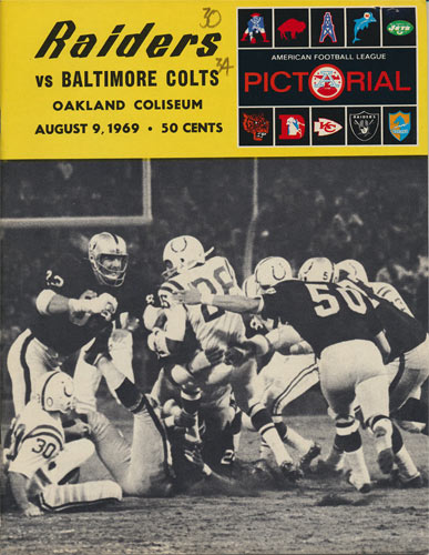 1969 Oakland Raiders vs Baltimore Colts Pro Football Program