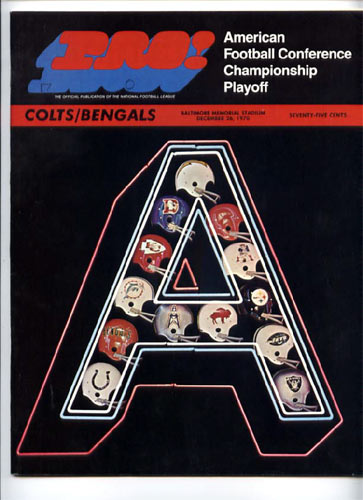 1970 AFC Playoff Colts vs Bengals Program Program