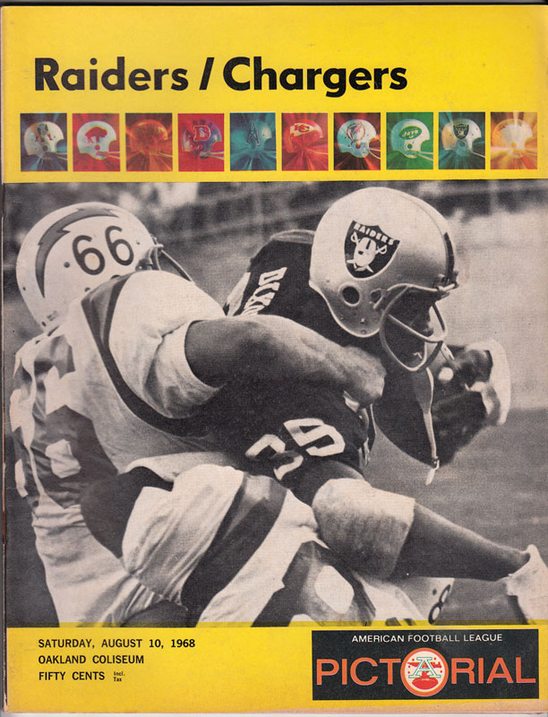 Raiders vs Chargers 1968 Pro Football Program