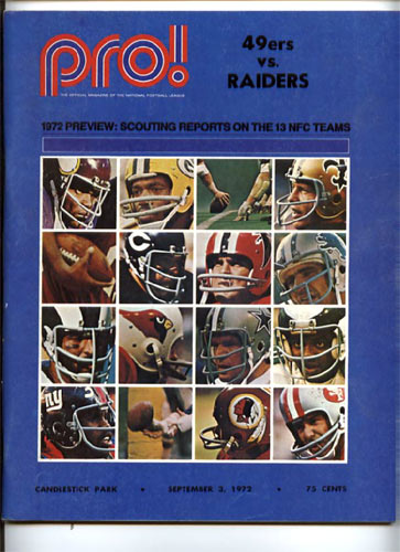 1972 San Francisco 49ers vs Oakland Raiders Program Program