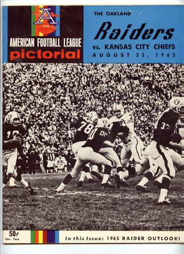 1965 Oakland Raiders vs Kansas City Chiefs Program Program