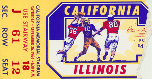 1964 Cal vs Illinois Football Ticket