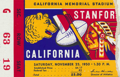 1950 Stanford vs Cal Big Game Football Ticket