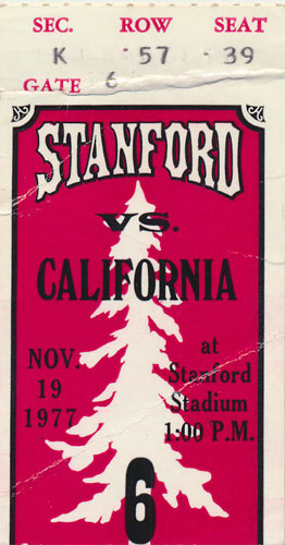 1977 Stanford vs Cal Big Game Football Ticket