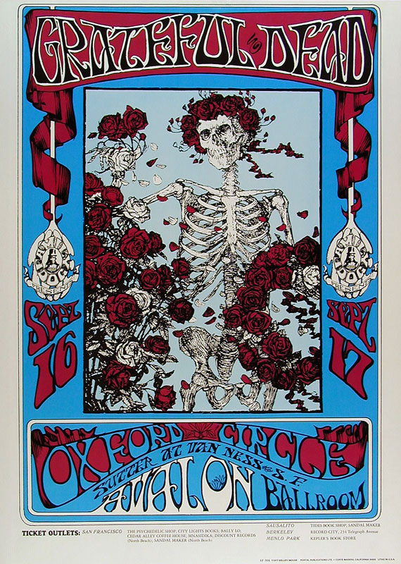 FD #26-R 1966 Grateful Dead Family Dog Poster Mouse! Studios Skull and  Roses Skeleton FD26 FD-26