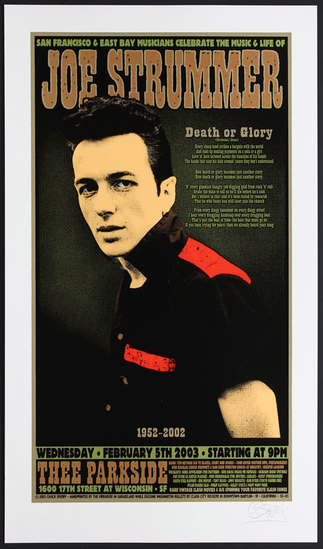 Chuck Sperry - Firehouse Joe Strummer Memorial Silkscreen Poster Poster