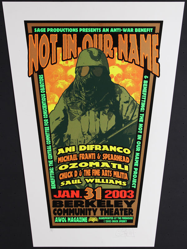 Firehouse - Chuck Sperry Ron Donovan Not In Our Name - Ani DiFranco Poster