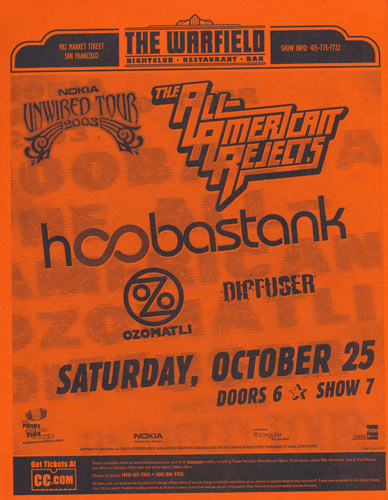 Hoobastank - Nokia Unwired Tour 2003 Flyer