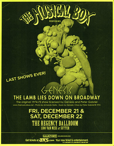 The Musical Box performs Genesis - The Lamb Lies Down on Broadway Flyer
