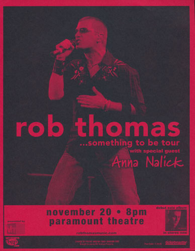 Rob Thomas - Something To Be Tour Flyer