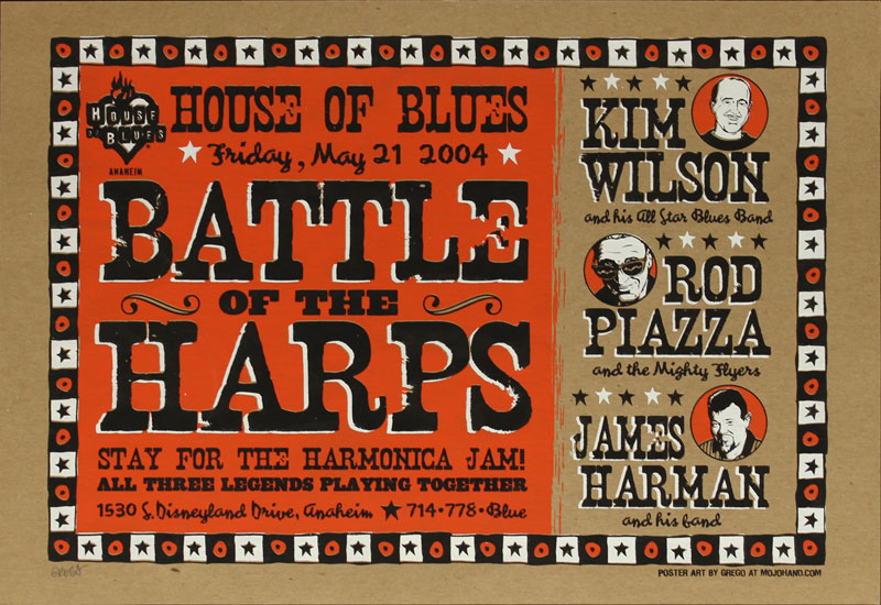 Grego Battle of the Harps - Kim Wilson Rod Piazza and James Harman Poster