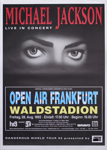 Michael Jackson 1992 Dangerous Tour German Concert Poster