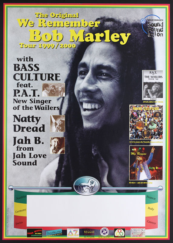 German Bob Marley 1999-2000 European Memorial Tour Poster