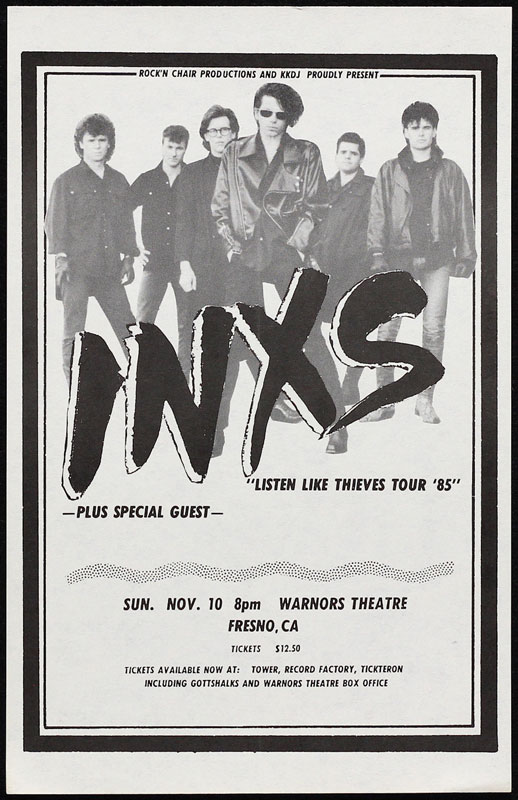 INXS Listen Like Thieves Tour Handbill