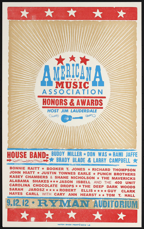 Hatch Show Print 2012 Americana Music Association Honors and Awards Poster