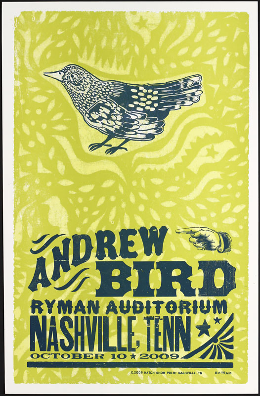 Hatch Show Print Andrew Bird at Ryman Auditorium Poster