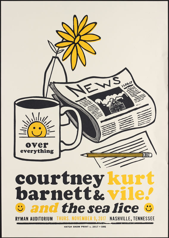 Hatch Show Print Courtney Barnett and Kurt Vile at Ryman Auditorium Poster