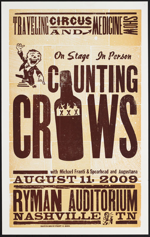 Hatch Show Print Counting Crows - Traveling Circus and Medicine Show Poster