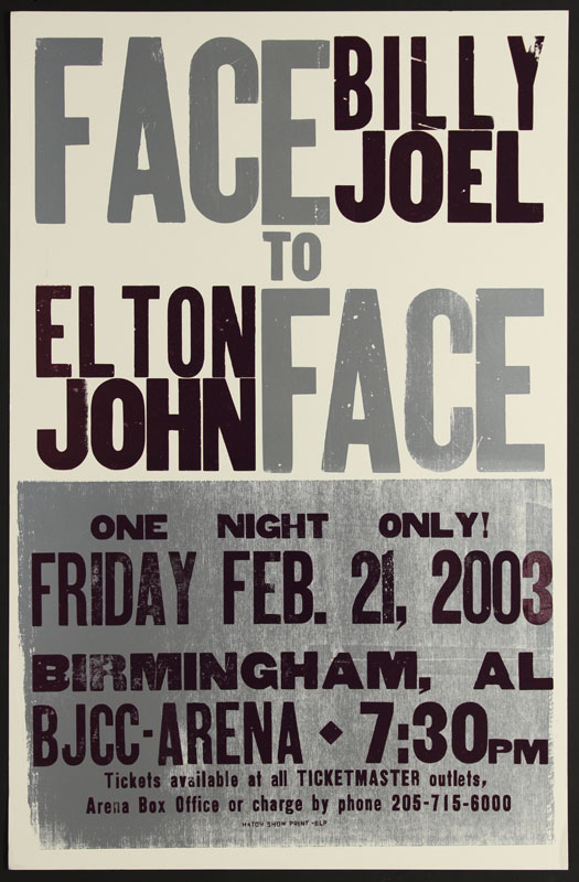 Hatch Show Print Billy Joel and Elton John Face To Face Poster