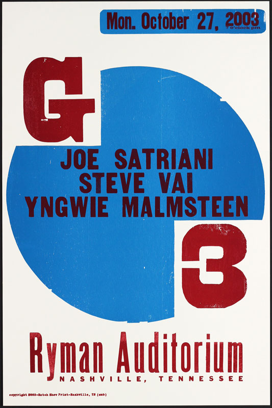 Hatch Show Print G3 - Satriani / Vai / Malmsteen Poster