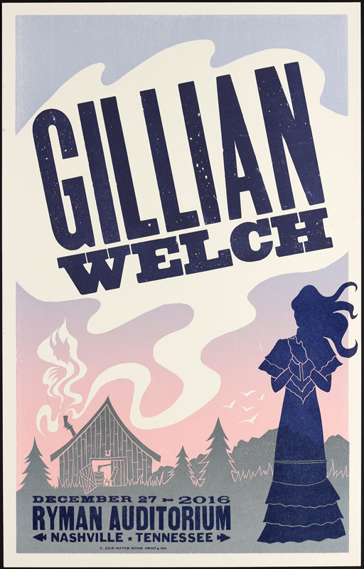 Hatch Show Print Gillian Welch at Ryman Auditorium Poster