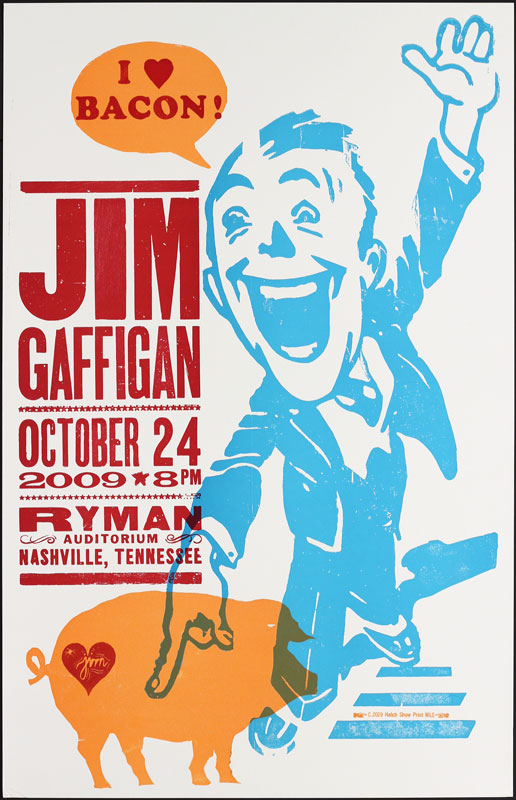 Hatch Show Print Jim Gaffigan at Ryman Auditorium Poster