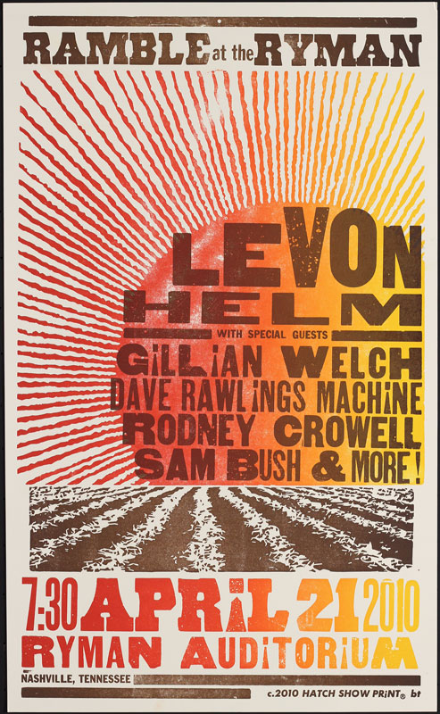Hatch Show Print Levon Helm - Gillian Welch - Sam Bush Poster