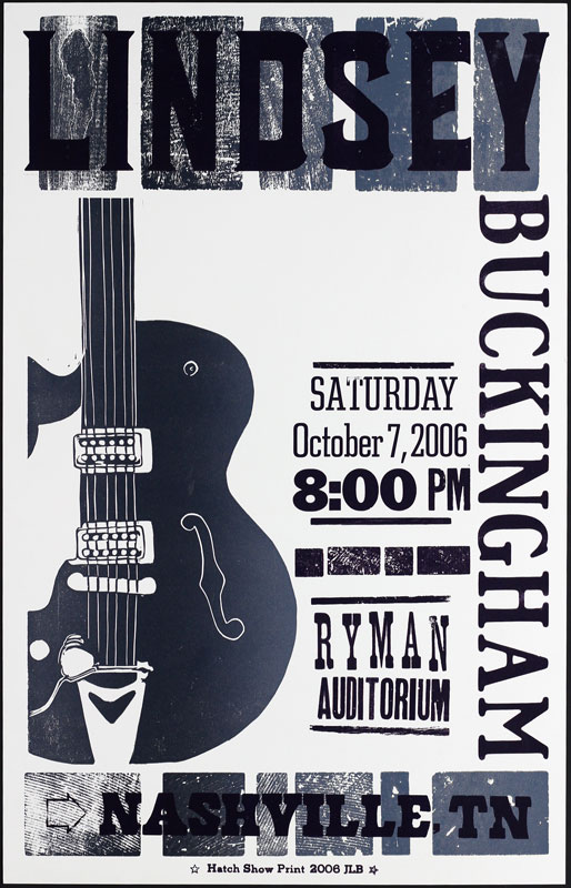 Hatch Show Print Lindsey Buckingham at Ryman Auditorium Poster