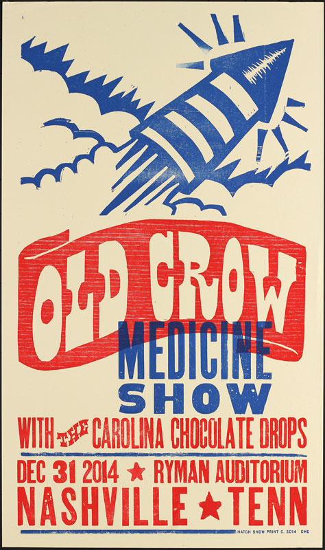 Hatch Show Print Old Crow Medicine Show New Year's Eve at Ryman Auditorium Poster