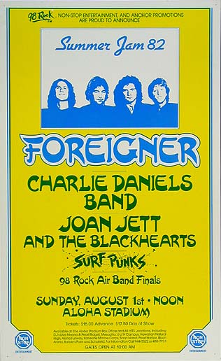 Summer Jam 82 Foreigner in Hawaii Poster
