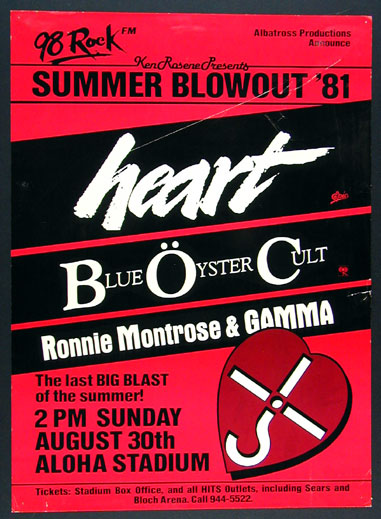 Summer Blowout '81 Heart  Blue Oyster Cult  Montrose in Hawaii Poster