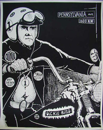 Richard Nixon On His Hog! - Dickie Bird Poster