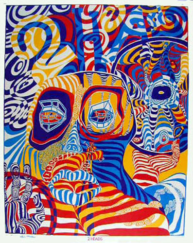 Funky Features 2 Heads Psychedelic Poster