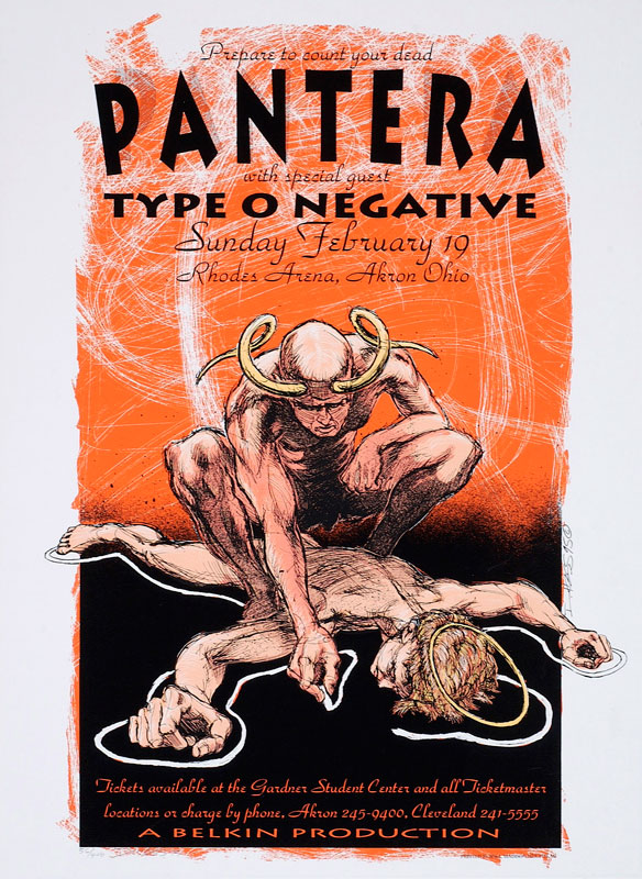 Derek Hess Pantera + Type O Negative RARE Derek Hess Silkscreen Poster AoMR 488.1 Poster