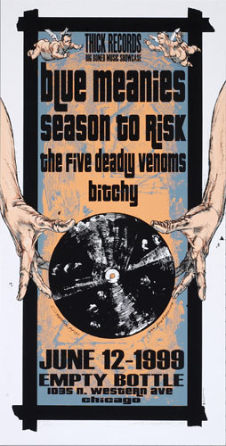 Derek Hess Thick Records Showcase / Blue Meanies Poster