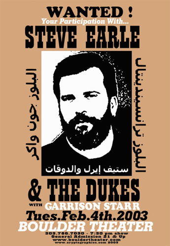 Jeff Holland Steve Earle & The Dukes Poster
