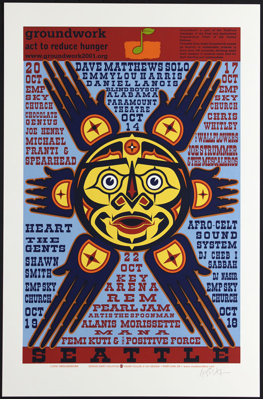 Gary Houston Groundwork - Pearl Jam - R.E.M. - Heart - Joe Strummer - Dave Matthews Poster