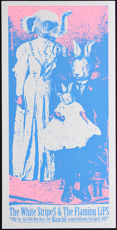Rob Jones The White Stripes with The Flaming Lips - Rare Pink Variant Poster