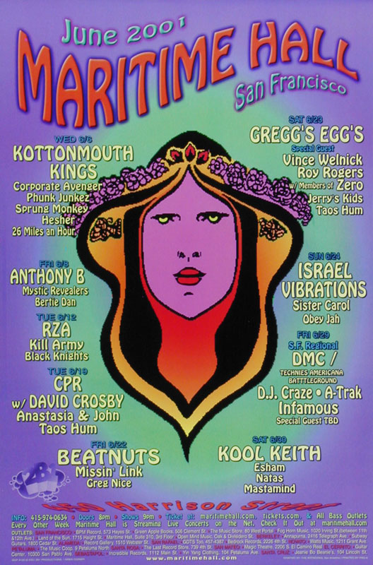 Kottonmouth Kings at Maritime Hall - RZA David Crosby Israel Vibrations MHP #122 Poster