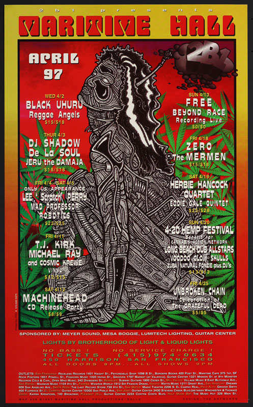 Frank Bella Herbie Hancock at Maritime Hall - Lee Screatch Perry DJ Shadow De La Soul Machine Head MHP #29 Poster