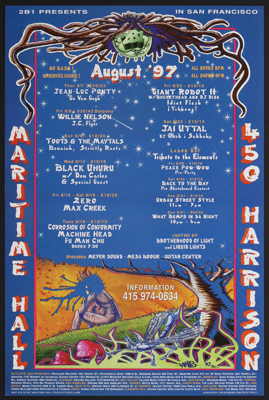 Lamb Willie Nelson at Maritime Hall - Toots and the Maytals Fu Manchu Buckethead MHP #35 Poster