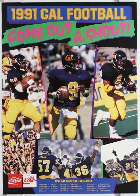 1991 Cal Football Schedule Poster